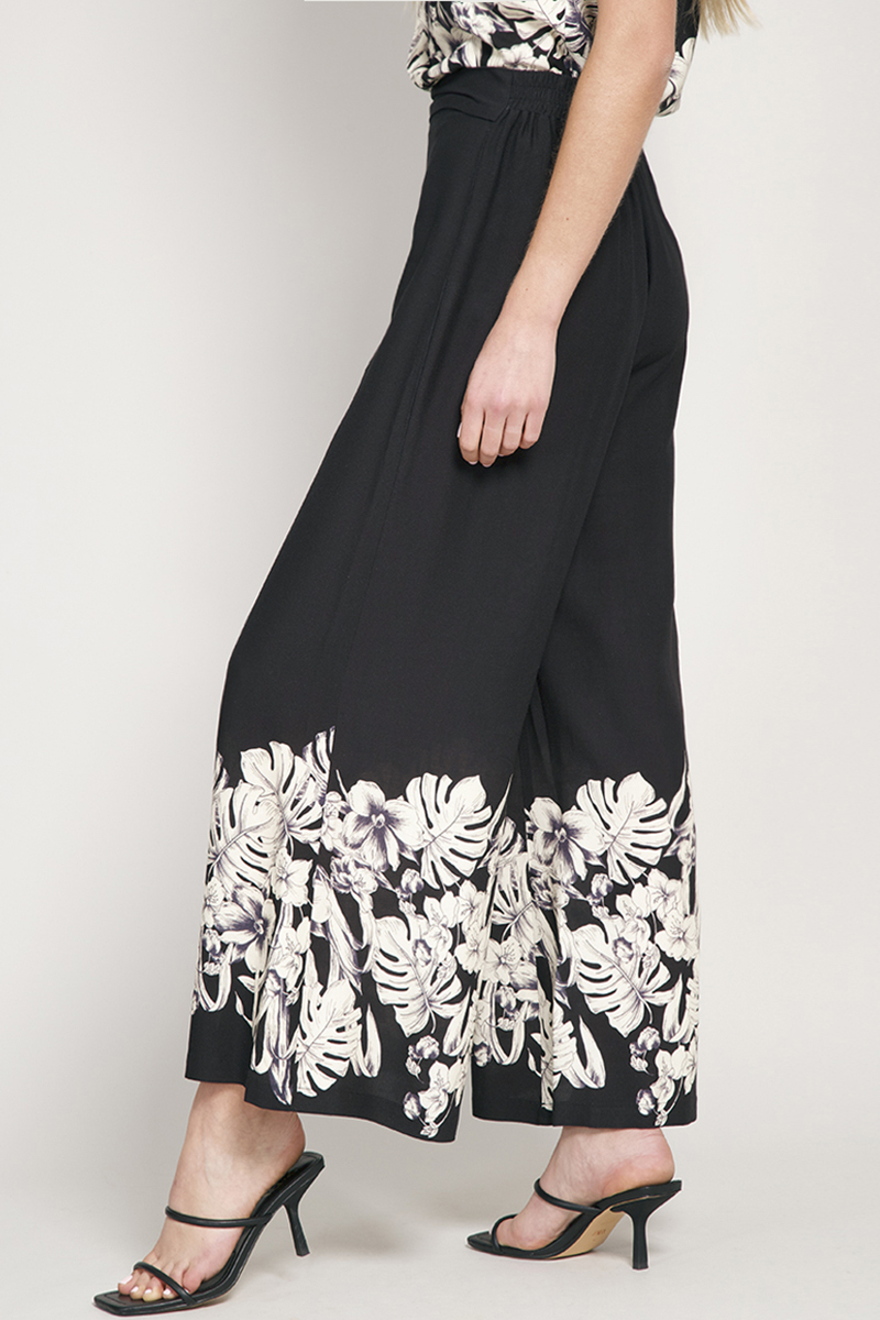 PANTALON ANCHO MUJER VISCOSA NEGRO, TENDENCIA GEOTROPICAL