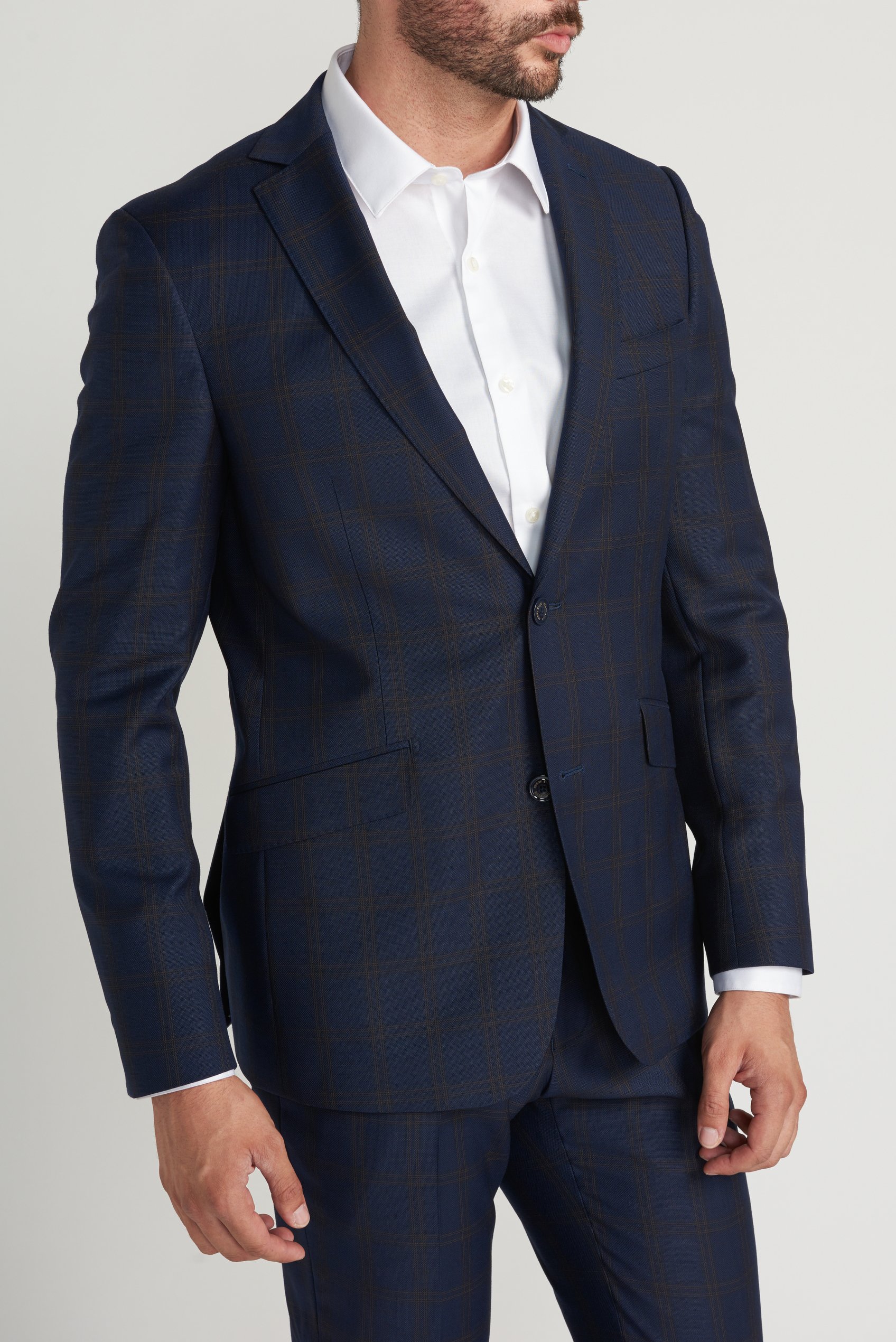 Ripley - TRAJE FORMAL CUADROS AZUL OSCURO