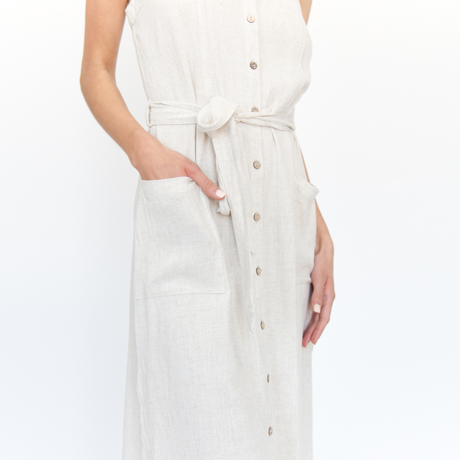 Ripley - VESTIDO MIDI BOTONES Y BOLSILLOS MALLORCA