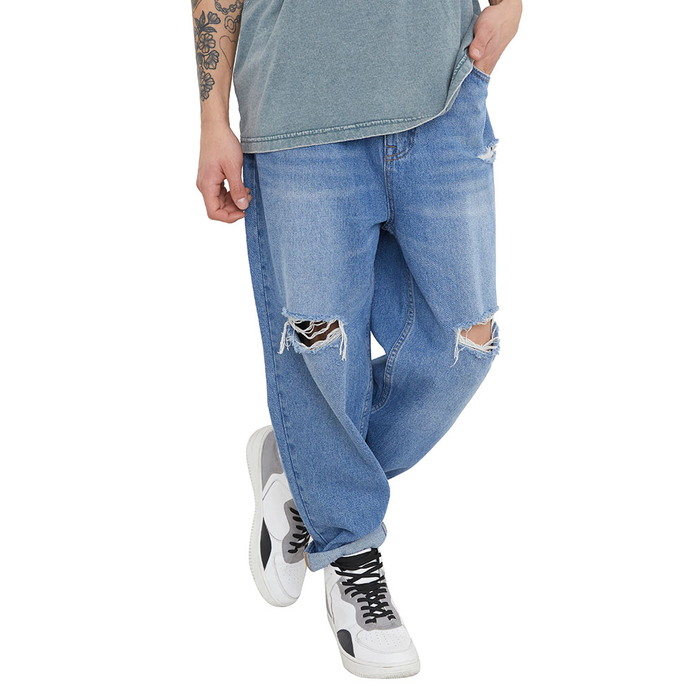 Ripley - JEANS LOOSE ROTURAS AZUL - HOMBRE