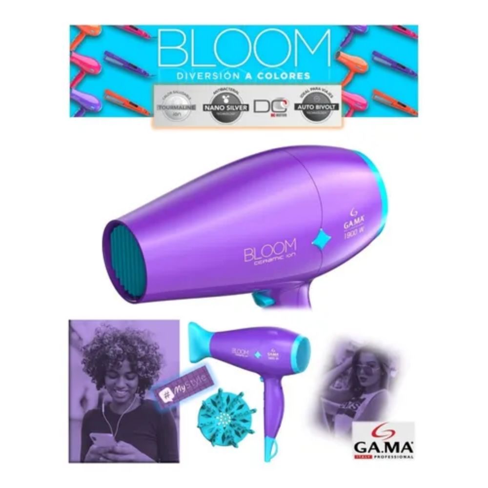 Ripley - SECADOR DE PELO GAMA DIAMOND BLOOM VIOLETA 220
