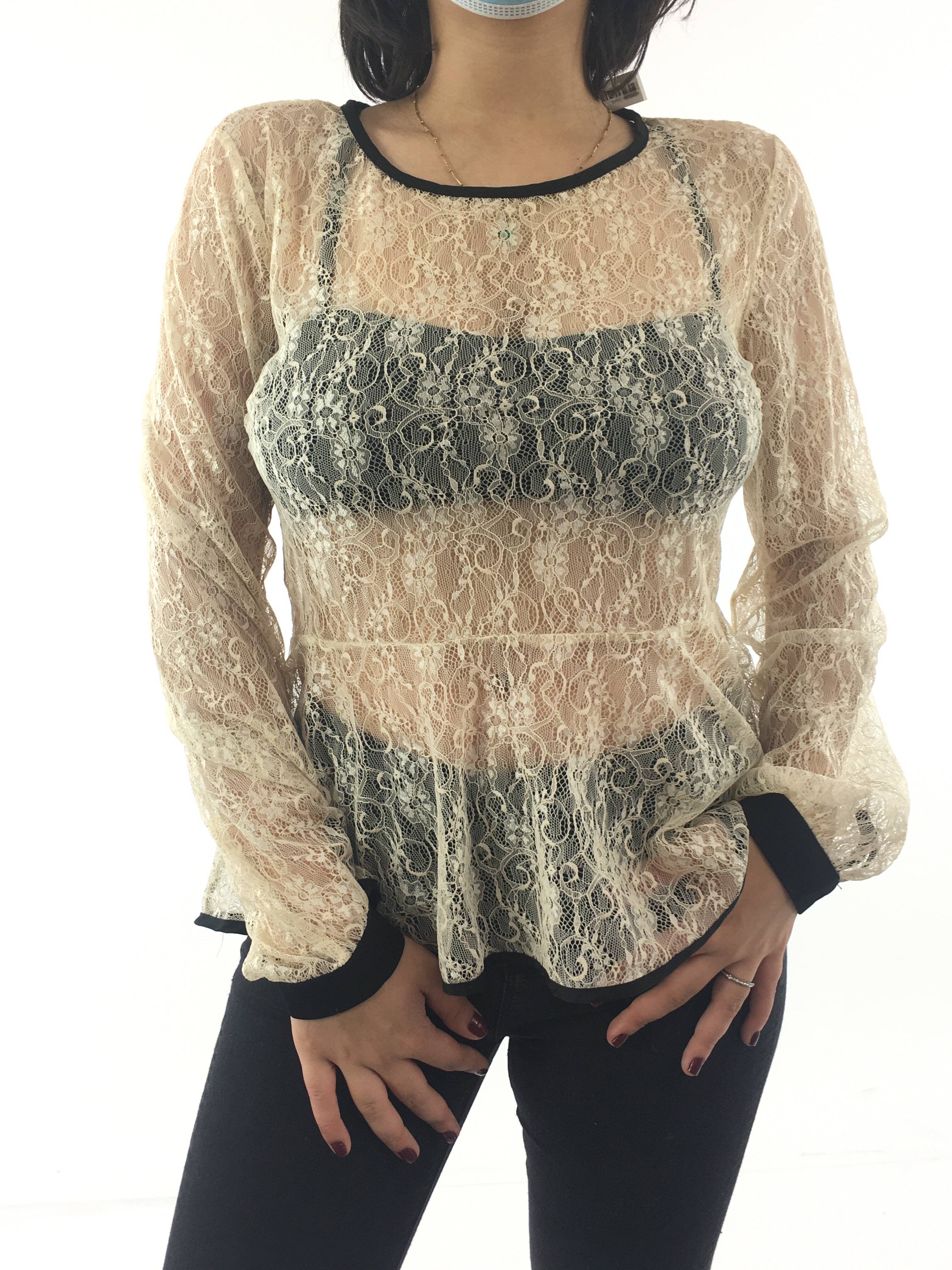 Ripley - BLUSA ZARA XXS BEIGE FLORES