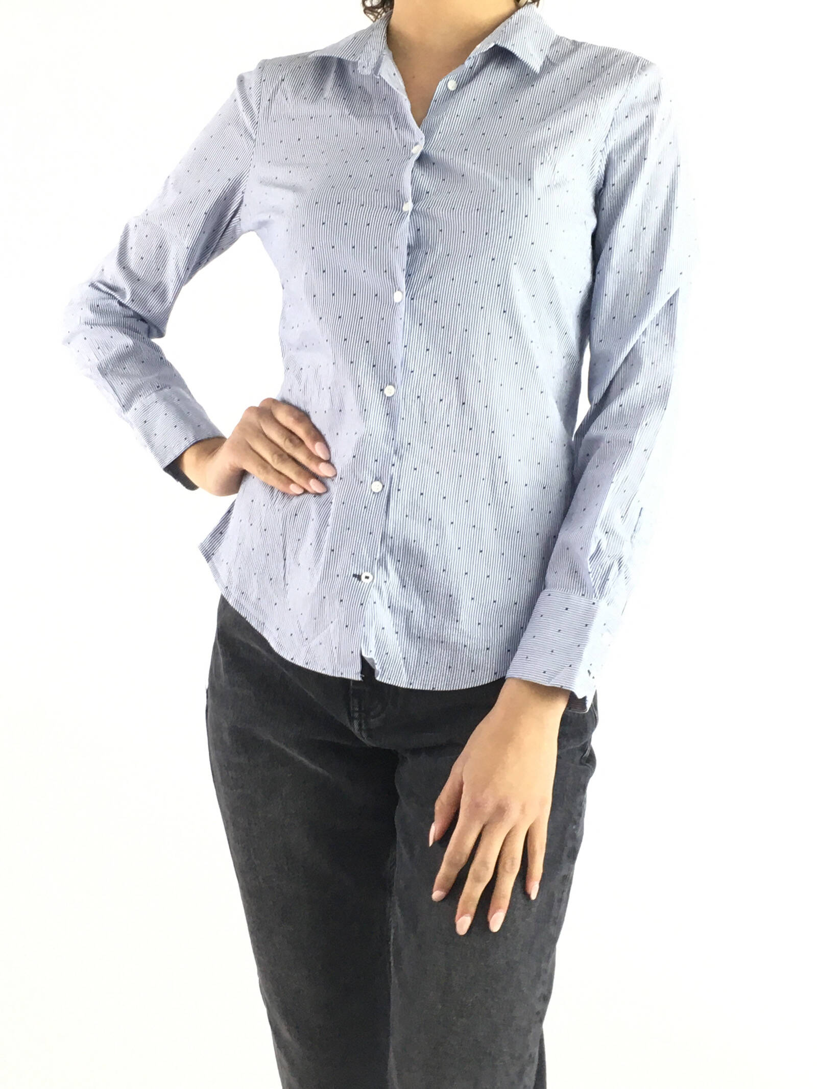 Ripley - BLUSA ZARA M AZUL RAYAS