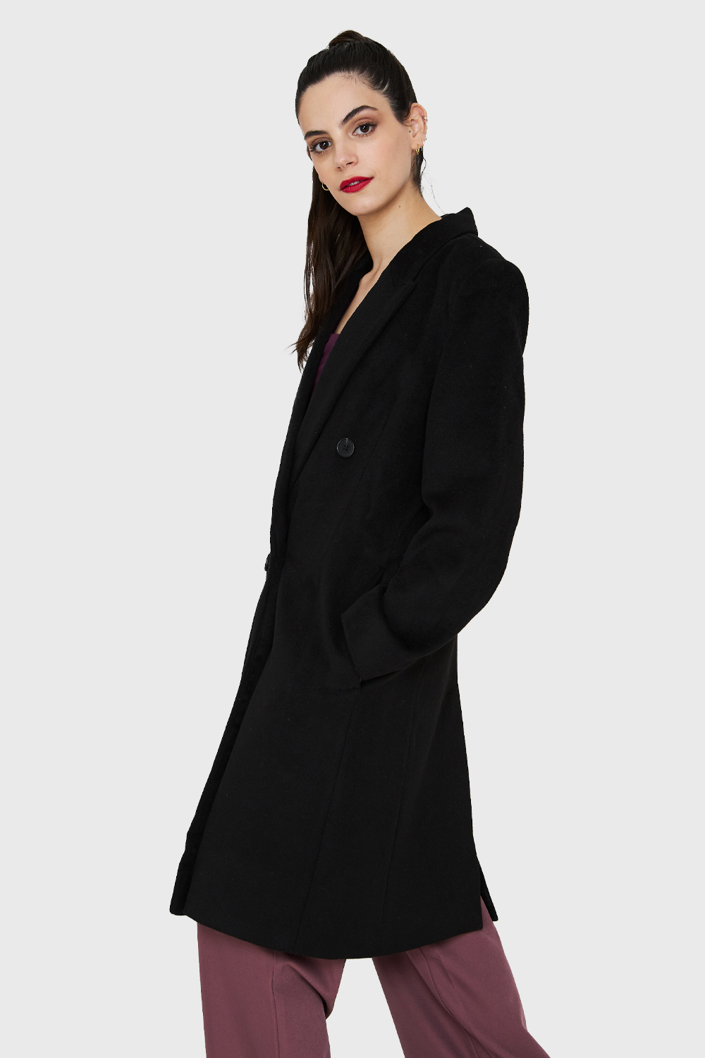 Abrigo negro con cuadros blancos y botones - Ropa de Mujer, Hombre y niños  en Guatemala | Punto Moda en línea