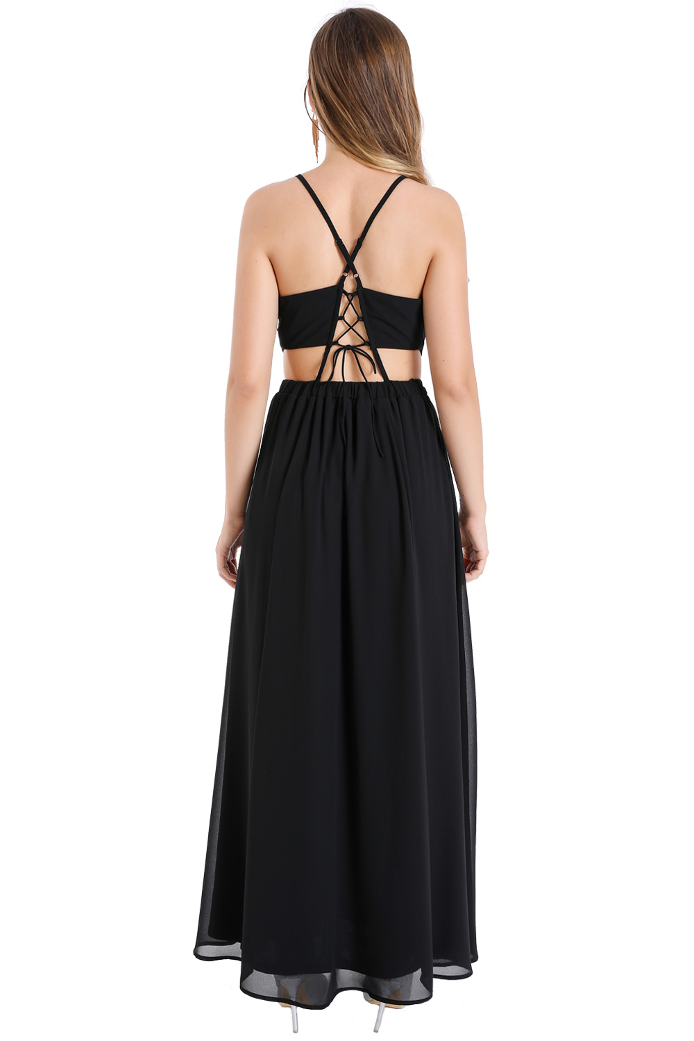 Ripley - VESTIDO FIESTA ESPALDA CRUZADA NEGRO NICOPOLY