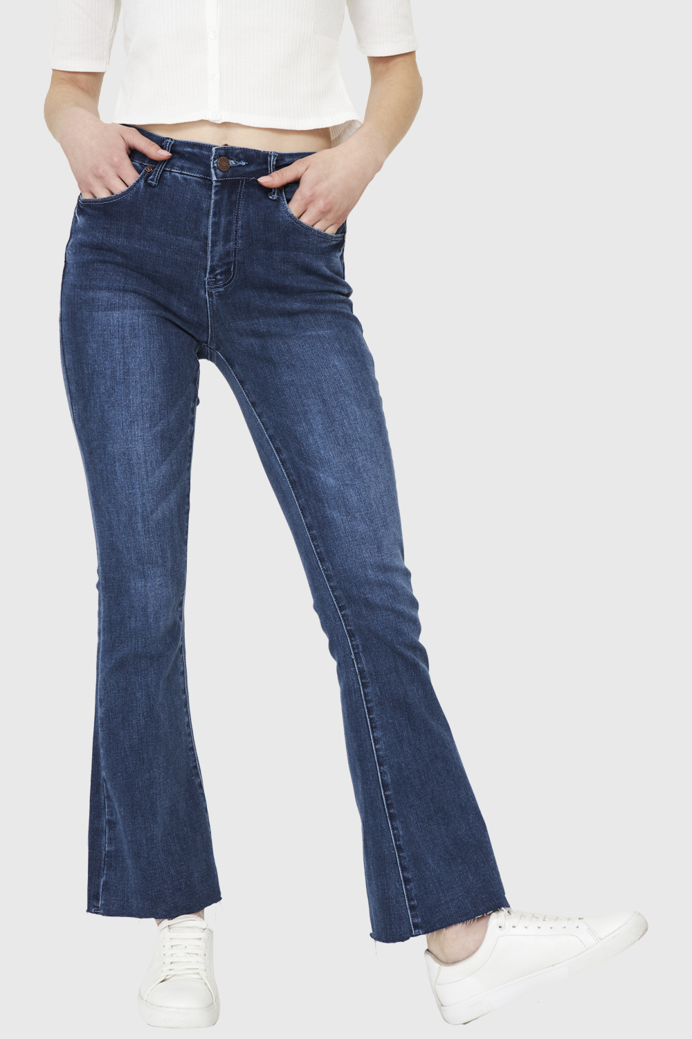 Ripley - JEANS BÁSICO FLARE AZUL NICOPOLY
