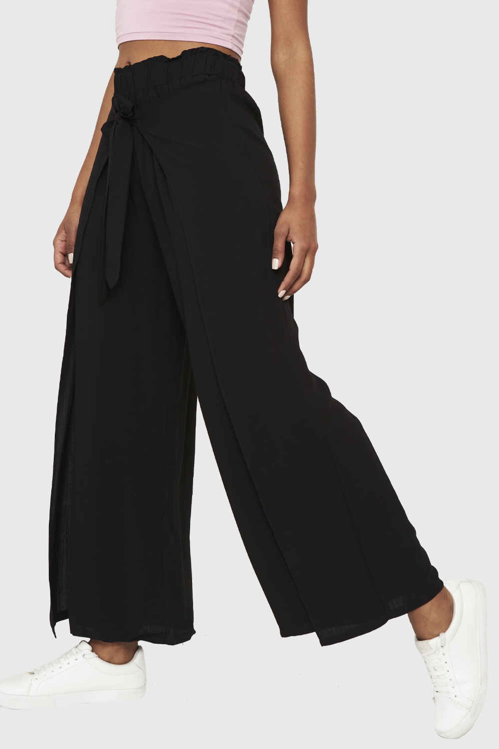 Ripley - PANTALÓN PALAZZO LAZO FRONTAL NEGRO NICOPOLY