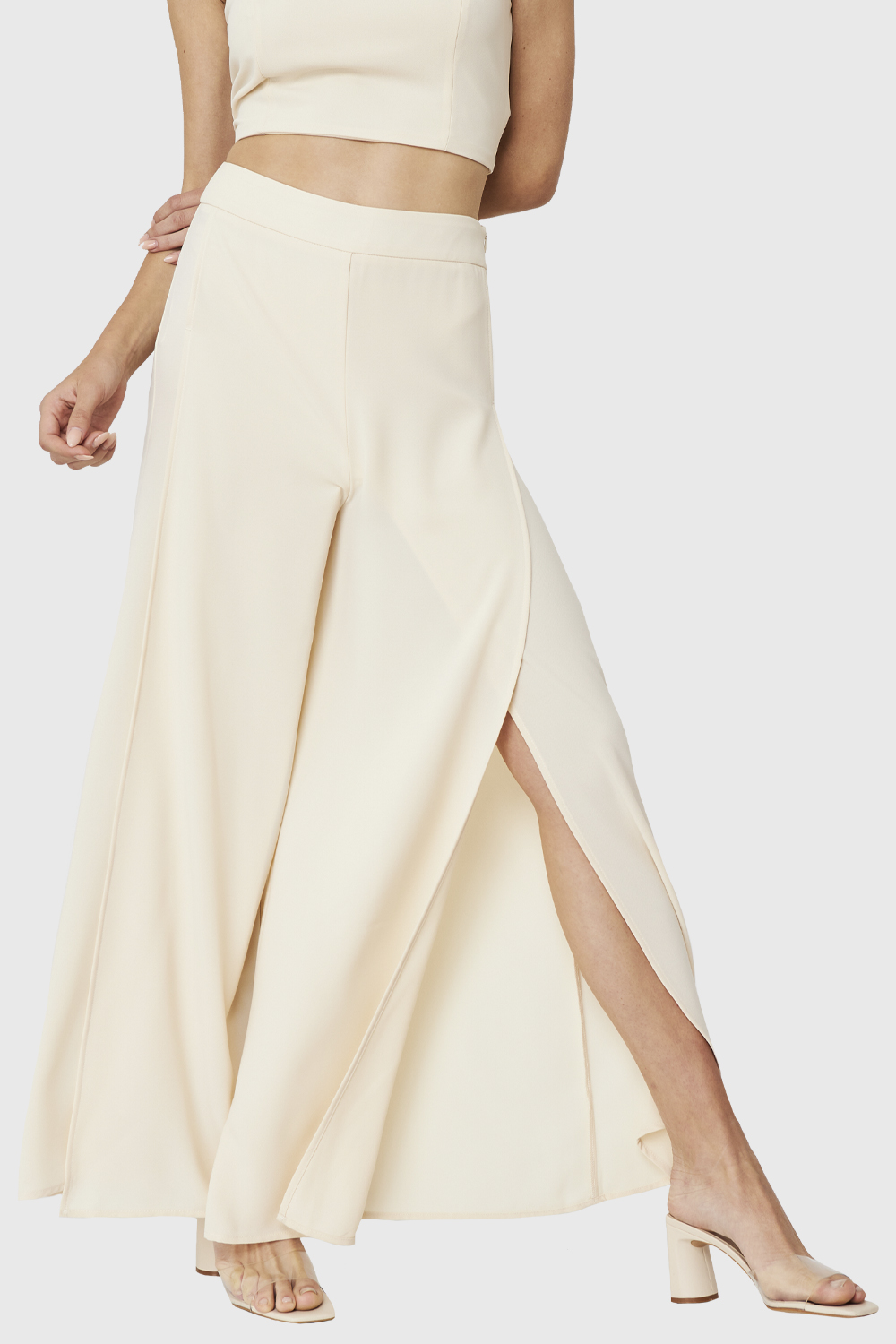 PANTALON PALAZZO VISCOSA TWILL BEIGE