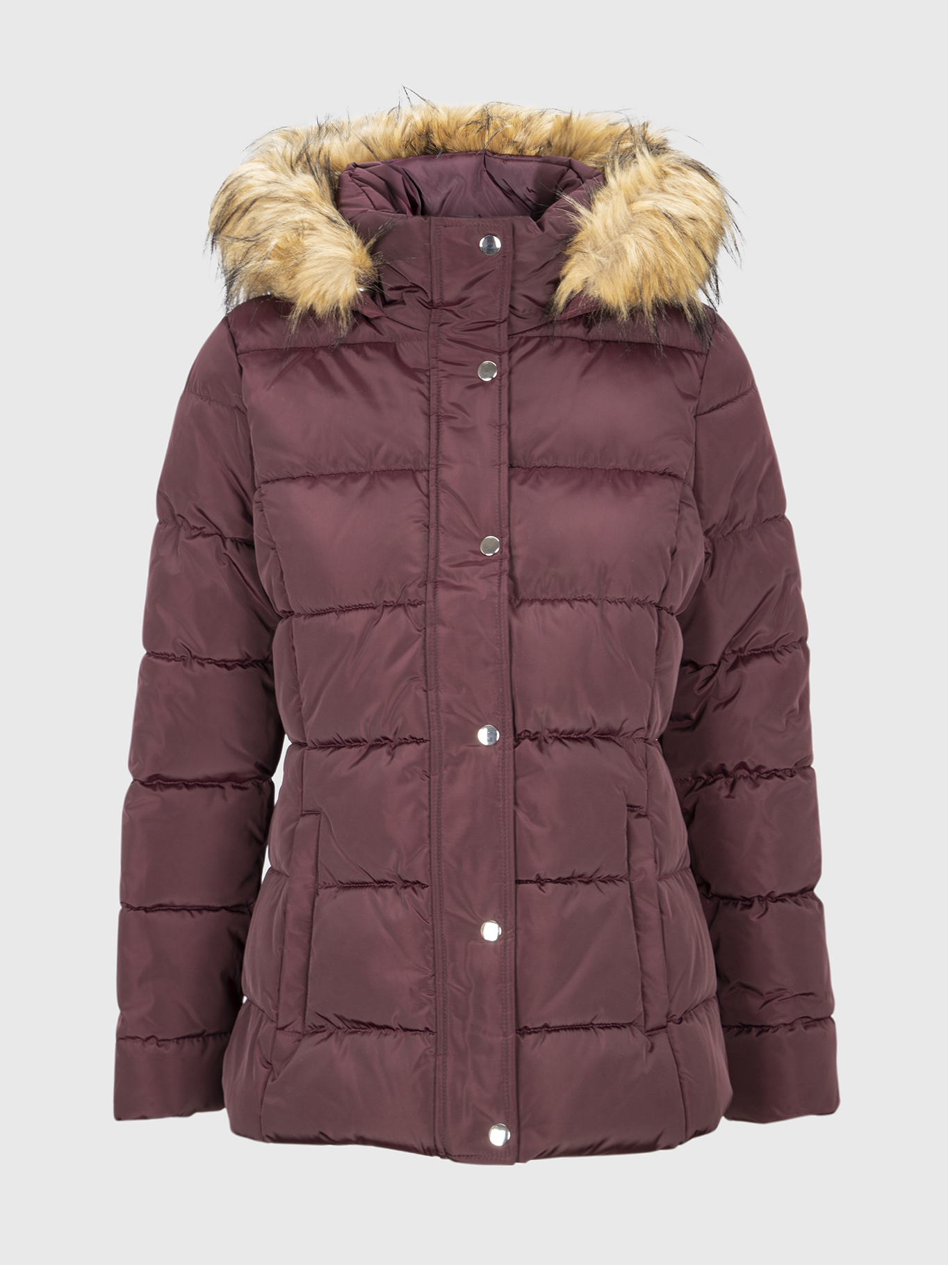 Ripley - CHAQUETA DE MUJER ACOLCHADA CON GORRO BORDE PIEL SINTÉTICA