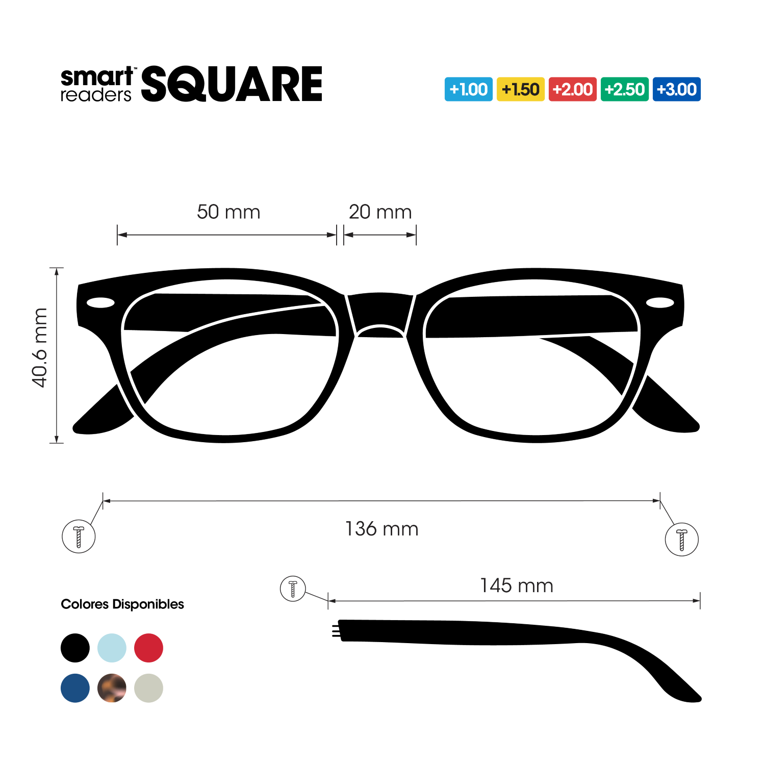 Ripley - LENTE DE LECTURA SMART SQUARE MATT BLUE +2.0