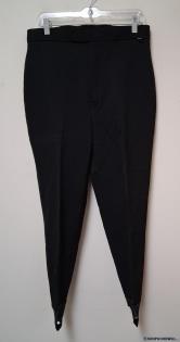 Women's Roffe Black Stirrup Pants - Wool Blend - Made in USA - Dry Clean Only