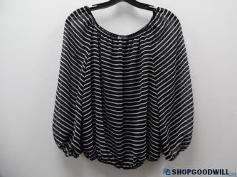 Vintage Vince Comuto Black + White Off Shoulder Striped Blouse Women S