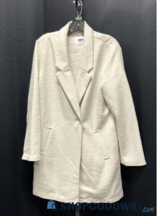Old Navy Off-White Textured Oversized Blazer Jacket - Size L