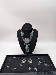 7pc Vintage Southwest Style Costume Jewelry incl Alpaca Mexico