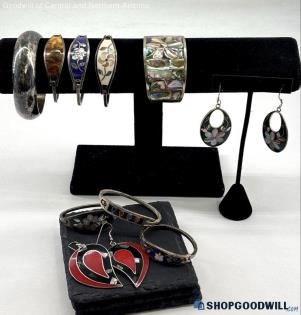 10 Piece Southwest Alpaca Mother of Pearl/Abalone Jewelry Set .3 lbs