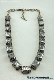 Isabel + Chloe Gold Tone Foil Glass Stone 18.5"L 11mm W Necklace