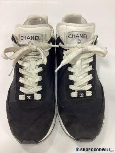 Chanel Women's Black Nylon & Suede Sneakers  Size 37.5 /US 7.5 w/COA