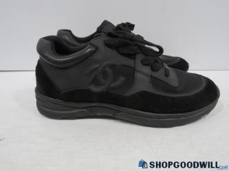 Authenticated Chanel Low Top Sneakers Triple Black Woman's Size 39 W/COA