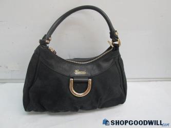 Gucci D-Ring Hobo Shoulder Bag In Black Guccissima Leather W/COA