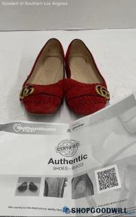 Gucci Red Slip-On Flat Women 37 - AUTHENTICATED