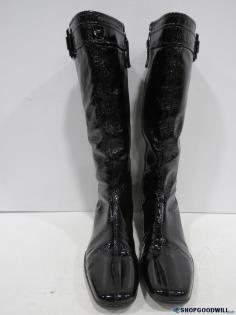 Authenticated Prada Black Patent Leather Tall Boots Woman's Size 39 W/COA
