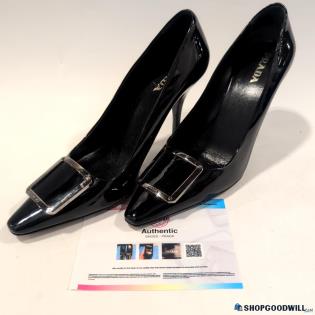 Prada Black Patent Leather Pump Heels, Women's Size 8 W/COA