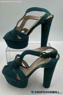 Authentic Prada Womens Turquoise Blue Platform Heels Size EUR 39 Stained/Damaged