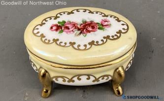 Unbranded Iridescent Ivory Tone Footed Jewelry Box