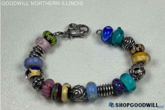 Unbranded Bracelet w/Metal and Glass Beads + Some Silver Trim & Clasp