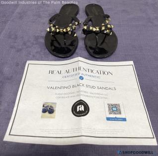 Valentino Garavani Women Rockstud Jelly Bow None Black Rubber Slip-on Eu 41