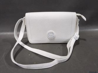 Orlando Valentino White Faux Leather Crossbody Bag with Adjustable Strap