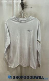 Patagonia Men's White Logo Back Graphic Long Sleeve T-Shirt - Sz S