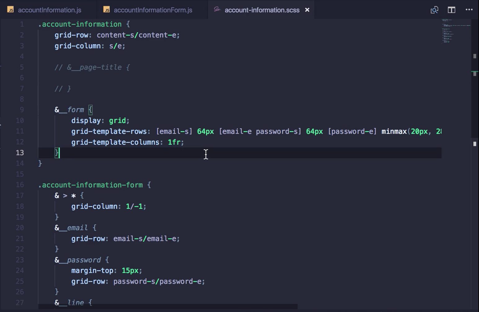 Adding CSS Grid to the Account Information Form