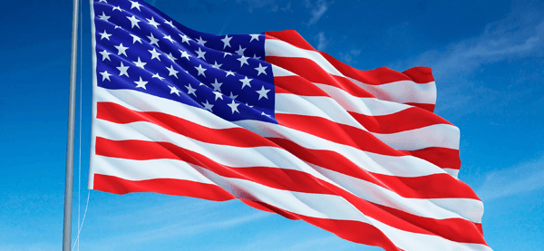 Pretty American flag flying in wind