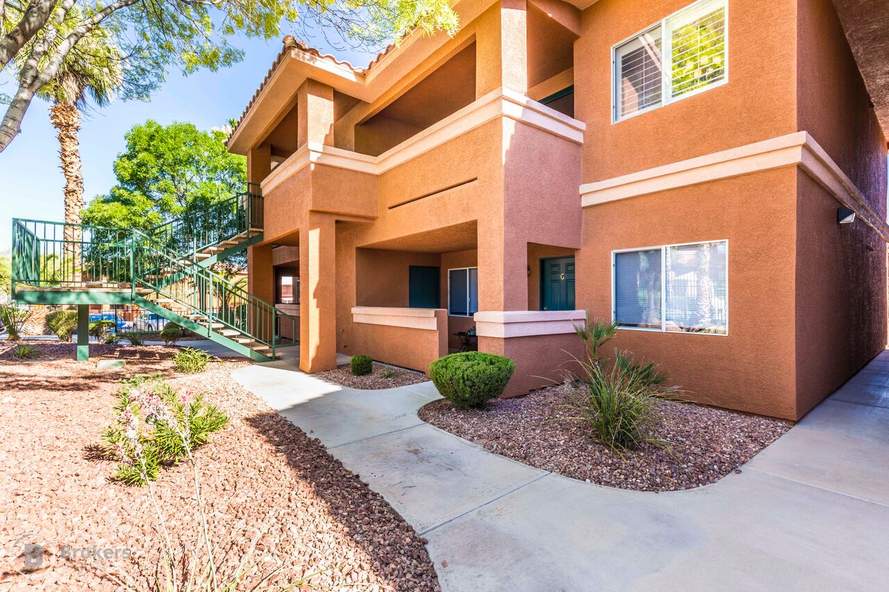 27122 Look no further, this Falls unit is perfect for you. If you are looking for a permanent residence or a second home, this unit offers a relaxing patio over looking the pool you will never want to leave. Surrounded by trees you can sit back and enjoy the shade and privacy. This open floor plan is great for entertaining also steps away from the pool, hot tub and BBQ area. The Owners have install white wood shutters through out and have installed a new A/C unit 1 year ago. As a owner of this Falls unit you can ALSO enjoy The Mesquite Vistas Sports Club. The Mesquite Vistas offers a pool, hot tub, pickle ball, tennis, basketball, workout room and a wonderful staff. You may also get lunch they have great food!! Additional storage is also available at the Falls. If you have any questions or comments contact me Tricia Barnak on my cell 808-679-1771