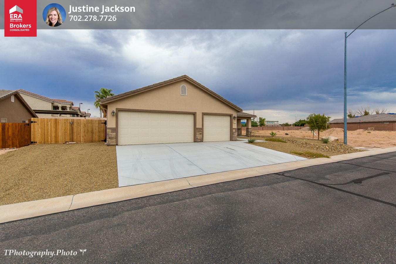 28071 Still looking for a four bedroom home with RV Parking? Look no further! This NEW build home has all the upgrades and all the space! From the moment you pull up in your expansive driveway you will see the large 3 car garage with double gate on the side for possible RV or recreational vehicle parking. Sit on your covered front porch that faces the beautiful Virgin Valley Mountains and soak up the views that Mesquite has to offer. Upon entering the front door you and instantly be greeted with the large open concept great room. Tile throughout the main areas with plush carpet in the great room and bedrooms. The kitchen & dining area are ideal for entertaining while using your NEW stainless steel appliances. The builder definitely paid attention to detail, with large 9 ft. ceilings down the hall, energy efficient windows, cabinets in the master closet with drawers, roll out shelving in the bathroom cupboards, even a cut out in the living room for a subwoofer, insulated 3 car garage, the list goes on. Great memories to be had in this beautiful NEW build home.