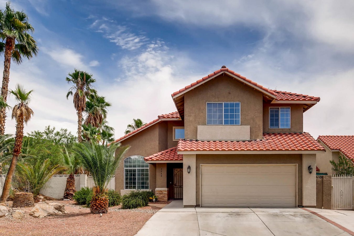 21185 This property features a formal living room, separate family room. Stainless steel appliances in the kitchen. Great curb appeal, with Pool and Spa, 3bedrooms, 2 and 1/2 bath. Large lot, fully landscaped front and back, Palm Trees. It also has a Den/Office that can easily be converted into a 4th bedroom. Brand new wood-like flooring in the living room.