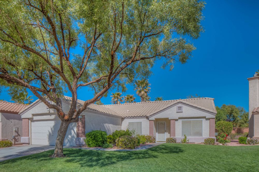 23155 Here's an opportunity to purchase a single family home in Sunset Greens. It is clean and ready for a new owner. The interior was recently painted, and new appliances purchased. As you drive up to the home, you will notice the great curb appeal these homes have in Sunset Greens. Within the home you'll find that it has a great floor plan with an open living area, including a bonus family room off the kitchen which could be used as a formal dining area. Complete the floor plan with the two bedrooms and a den. Enjoy Mesquite's great weather off your rear patio with the privacy and shade the back yard has to offer with it's mature landscaping. Sunset Greens is a wonderful Gated Community, and their amenities include two swimming pools and onsite RV parking. This home is Move In Ready, call to see it today! Owner/Agent