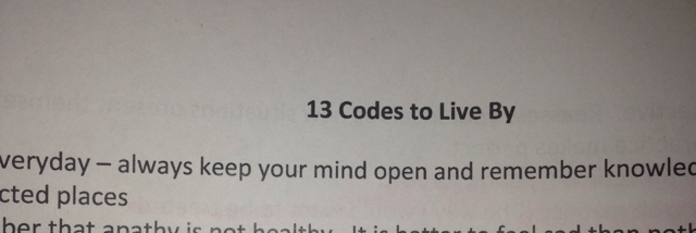 Cover image for post 13 Codes I live By, by autumn