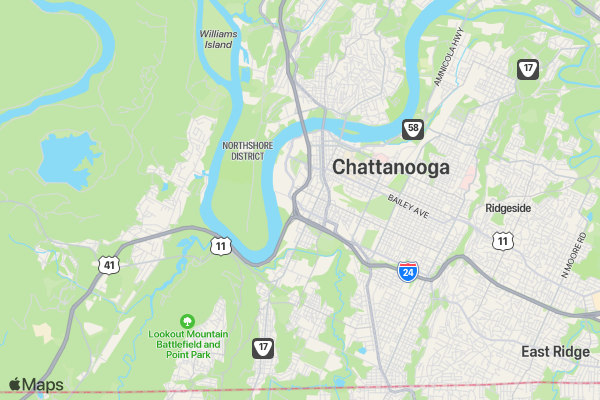 Classic 150 5K - Erlanger Chattanooga Marathon presented by BlueCross BlueShield of Tennessee - Saturday location map image