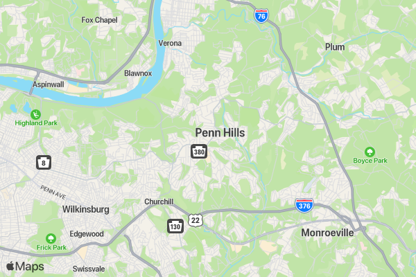 Penn Hills Flag Football League 5K location map image