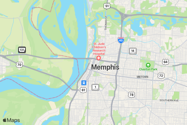 Youth Villages 5K and 10 Miler - Memphis location map image