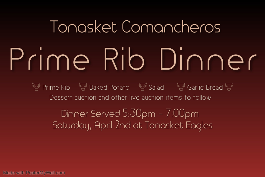 Tonasket Comancheros Prime Rib Dinner and Auction 04/02/2023 Rodeo