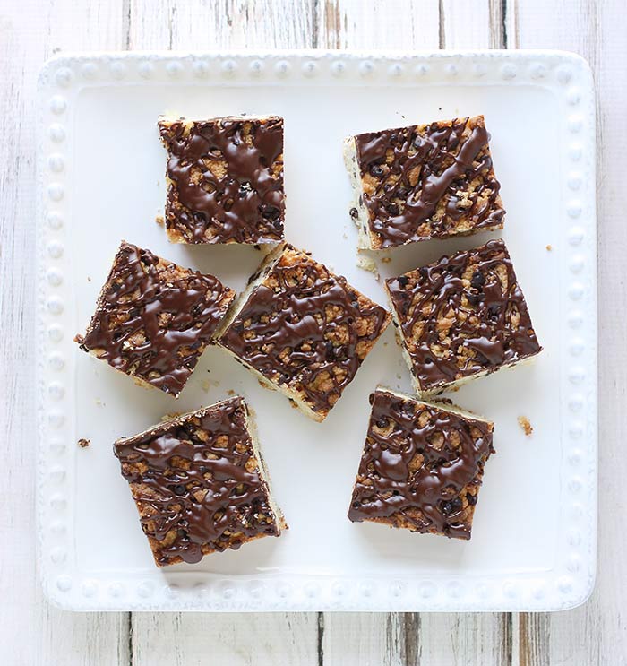Chocolate Chip Hungarian Shortbread Bars with Kahlua Glaze from SoupAddict.com