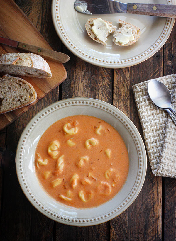 Creamy Tomato Tortellini Soup from SoupAddict.com