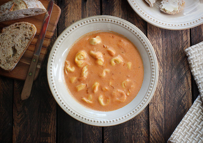 Creamy Tomato Tortellini Soup from SoupAddict.com