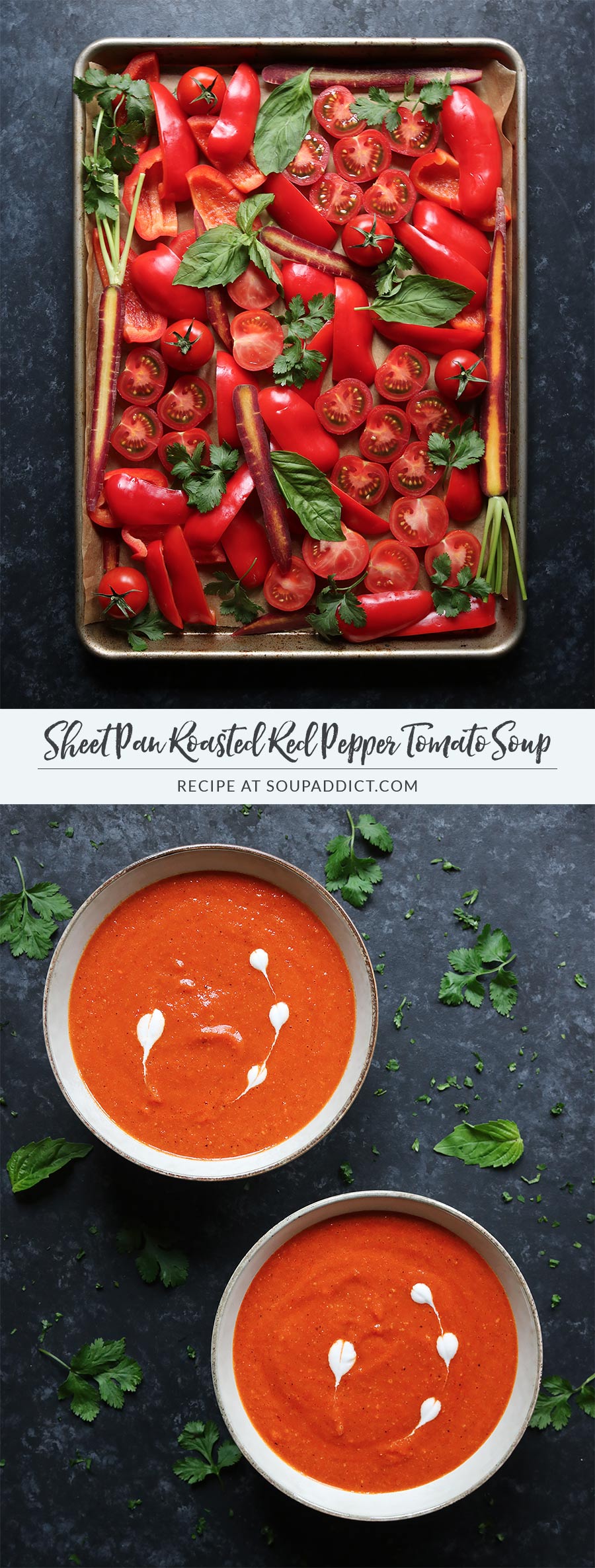 Roasted Red Pepper and Tomato Soup Sheet Pan Meal SoupAddict