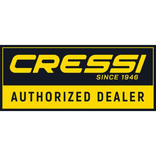 Cressi Rectangle Authorized Dealer Sticker (black/yellow) [40 x 17 cm]