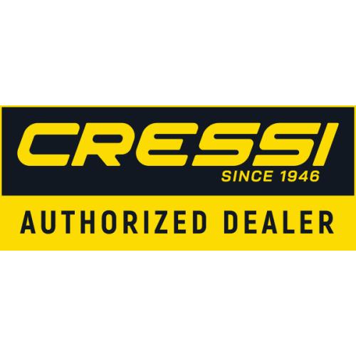 Cressi Rectangle Authorized Dealer Sticker (black/yellow) [40 x 17 cm]