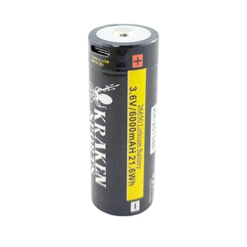 Kraken Sports 26650 Rechargeable Battery (6000mAh USB)